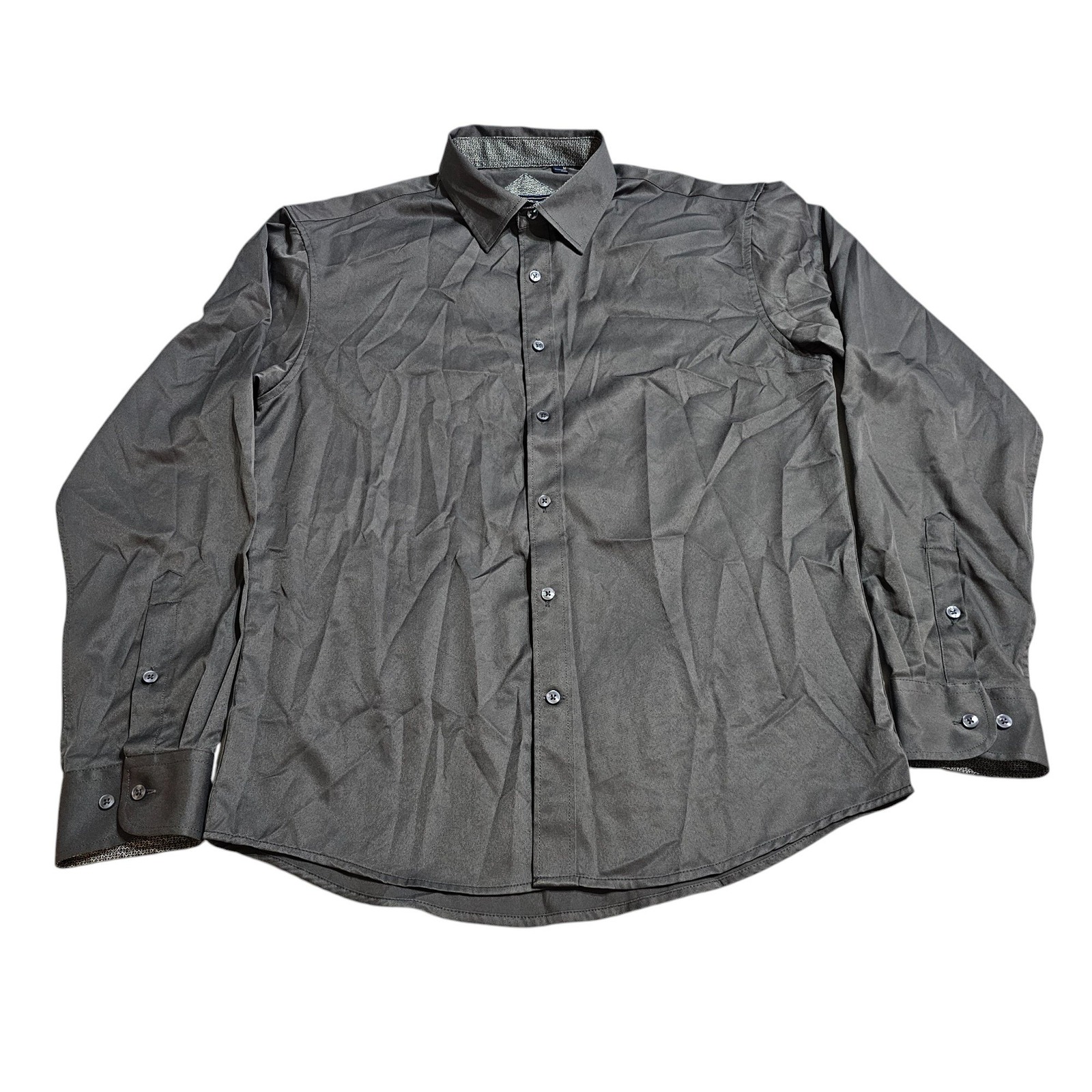 Flex Dress Ls Shirt Luxury Collection Designed In Italy Gray Men's Medium